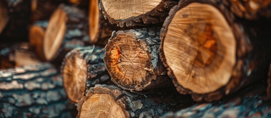 Canvas Print - Burning firewood in closeup view leaving room for a copy space image