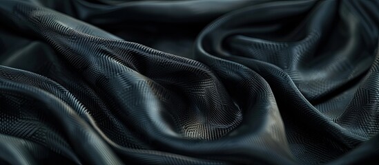 Aufkleber - Detailed close up of elegantly textured black silk with copy space image