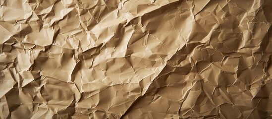 Leinwandbilder - Top view flat lay of crumpled craft paper with a textured edge ideal as a background for a copy space image