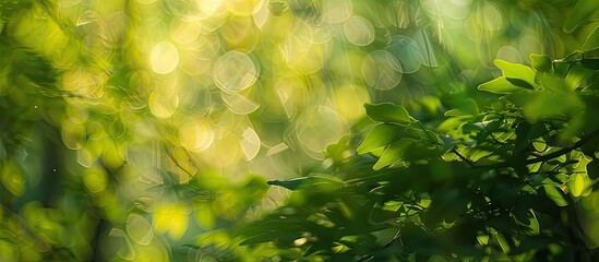Poster - Blurry green foliage in the background creates an abstract summer scene with copy space image opportunities