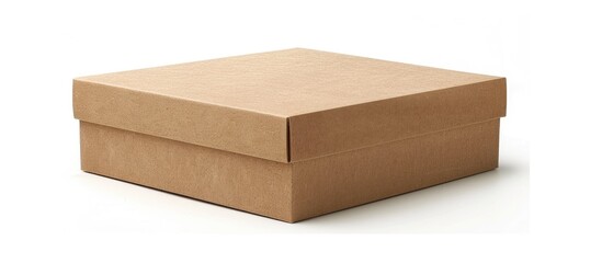 Poster - A brown box for shipping isolated on a white background with empty space for adding text or images ideal for miscellaneous purposes such as product photography. Creative banner. Copyspace image