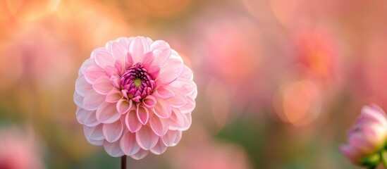 Poster - Close up of a lovely pink flower with copy space image in the background