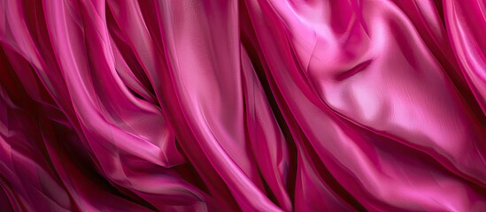 Aufkleber - Bright pink curtain fabric draped with elegant folds creating a vibrant copy space image