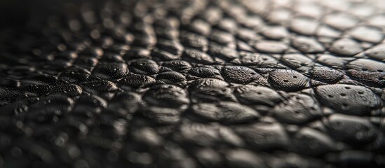 Aufkleber - Close up image of a textured black leather surface with blurred background Selective focus on the leather Includes copy space image