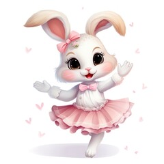 Sticker - Bunny character ballet dance cartoon animal cute.