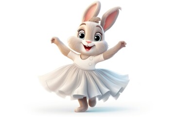 Wall Mural - Rabbit character ballet dance dancing cartoon animal.