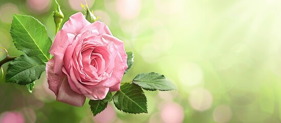 Aufkleber - A beautiful pink rose set against a green background creating an elegant display with ample copy space image