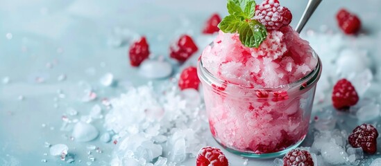 Aufkleber - A delightful Hawaiian shaved ice dessert in a Mason Jar with a clear view and ample copy space image
