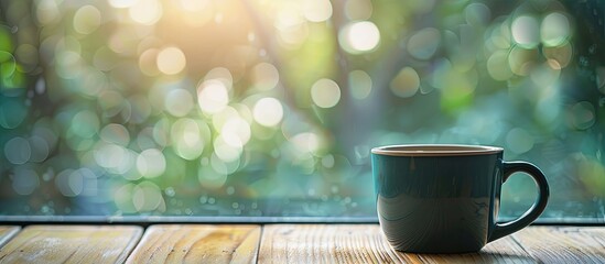 Aufkleber - Coffee cup on the tabletop with selective focus and a tinted background for a professional look perfect for a copy space image