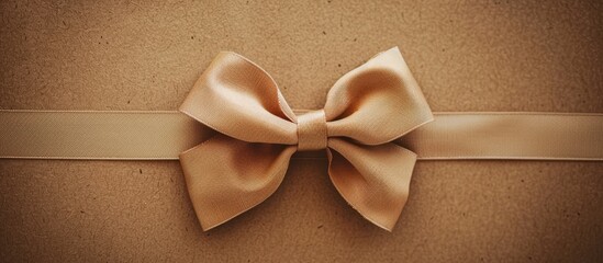 Poster - Close up of a bow tied on brown recycled paper with copy space image