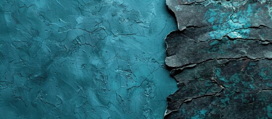 Aufkleber - Black torn paper on a blue concrete surface with copy space image