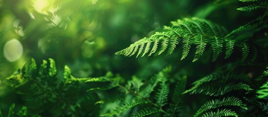 Poster - Close up of a stunning fern leaf texture in nature with a copy space image