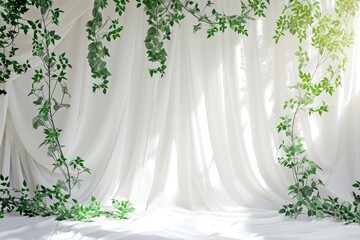 Sticker - White wedding backdrop mockup nature plant green.