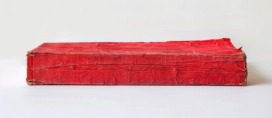 Poster - Book with a red cover placed in the center against a white backdrop with space for text or images. Creative banner. Copyspace image