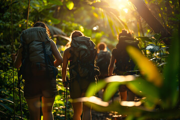 Wall Mural - Exploring Amazon Rainforest with Friends