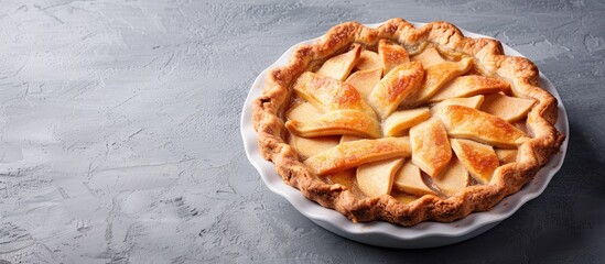 Poster - Apple pie displayed with a plain grey copy space image