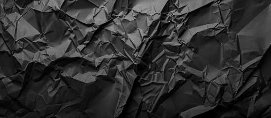 Fototapete - A crumpled black paper background offering texture and copy space image