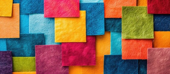 Aufkleber - Image capturing the colorful felt textures arranged together in a visually appealing composition with ample copy space image