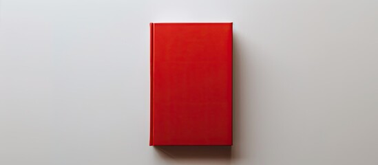 Poster - Book with a red cover placed in the center against a white backdrop with space for text or images. Creative banner. Copyspace image