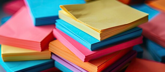 Leinwandbilder - Colorful sticky note stacks with ample copy space image