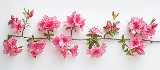 Wall Mural - a bright spring azalea decoration set against a white backdrop with ample copy space image