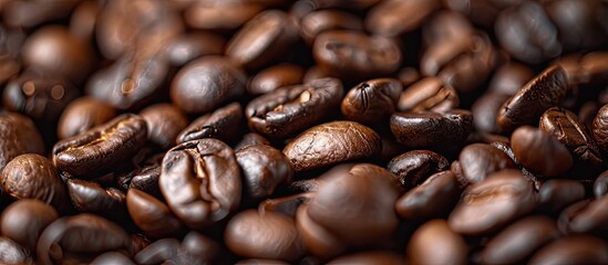 Aufkleber - Coffee beans that have been roasted to perfection ready for brewing with copy space image