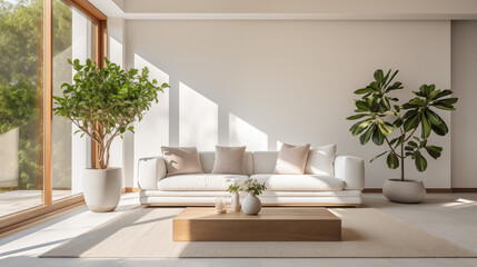 Wall Mural - Stylish Living Room With Indoor Plants And Large Windows