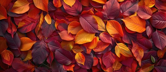 Aufkleber - Beautiful autumn leaves create a vibrant colored background with copy space image available