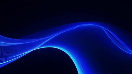Wall Mural - abstract digital art piece featuring flowing blue light waves against a dark background