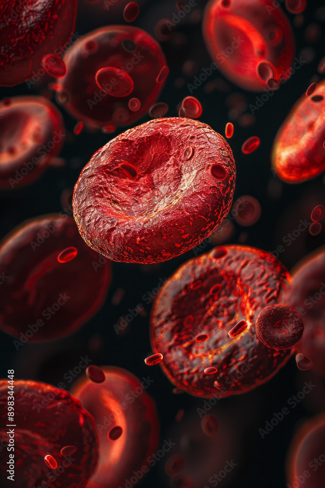 Stylish abstract image of a leukemic blood smear with flowing forms and ...