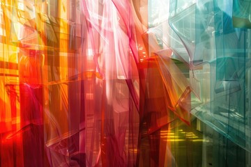 Wall Mural - Layers of translucent color creating a sense of depth, AI generated