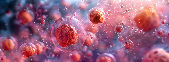 Wall Mural - Leukocytes Visualized in Artistic Medical Illustration Style.