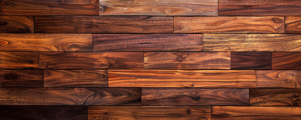 Wall Mural - Rich brown wooden floors arranged horizontally, offering a sophisticated backdrop for website or wallpaper designs, leaving ample space for text or graphic additions.