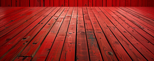 Wall Mural - Vibrant red wooden floors backdrop, creating a bold and eye-catching background for your creative projects with room for text or graphic additions.