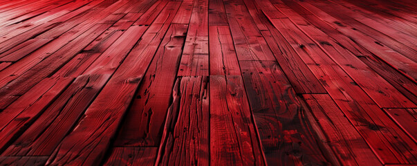 Wall Mural - Vibrant red wooden floors backdrop, creating a bold and eye-catching background for your creative projects with room for text or graphic additions.