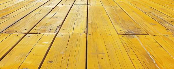 Wall Mural - Sunny yellow wooden floors set horizontally, offering a bright and cheerful backdrop for enhancing web or wallpaper designs with plenty of space for creative text or graphics.