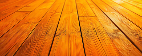Wall Mural - Warm orange wooden floors used horizontally, creating a cheerful and inviting backdrop for website or wallpaper designs with room for creative text or graphics.
