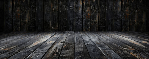 Wall Mural - Dark charcoal wooden floors backdrop, providing a dramatic and striking background for your website or wallpaper designs with plenty of room for text or graphic elements.