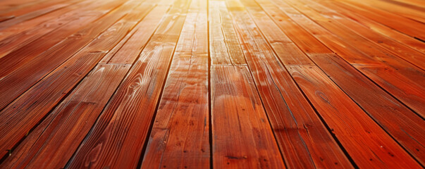 Wall Mural - Warm orange wooden floors used horizontally, creating a cheerful and inviting backdrop for website or wallpaper designs with room for creative text or graphics.