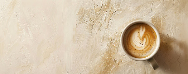 Wall Mural - Mockup. Hot coffee on a light sand background, providing a warm and neutral look with space for text or graphics.