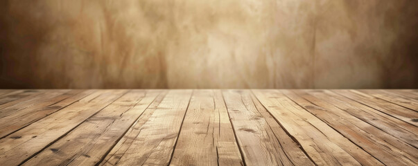 Wall Mural - Warm beige wooden floors backdrop, providing a cozy and inviting atmosphere for your designs with room for text or graphic additions.