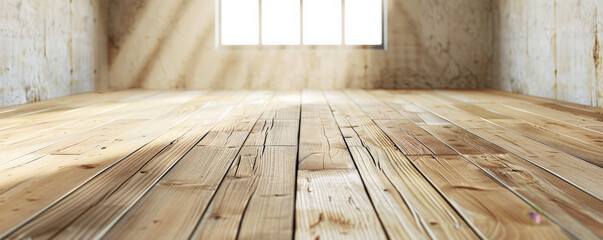 Wall Mural - Warm beige wooden floors backdrop, providing a cozy and inviting atmosphere for your designs with room for text or graphic additions.