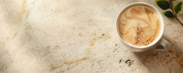 Wall Mural - Mockup. Hot coffee on a light sand background, providing a warm and neutral look with space for text or graphics.