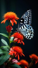 Sticker - Butterfly beside a flower animal insect nature.