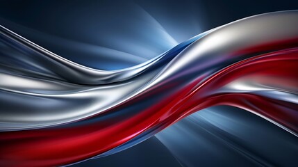 Abstract red white and blue background flowing on dark blue