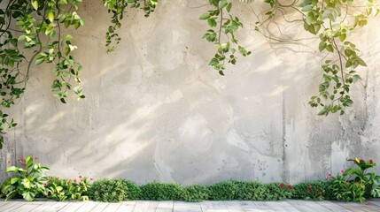 Wall Mural - Concrete Wall With Greenery