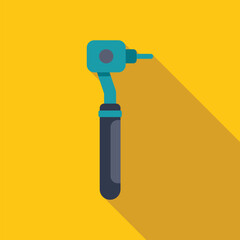 Poster - Dentist drill illustration using flat design style on yellow background