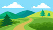 © Sumondesigner_42 - Beautiful nature landscape with green grass,  hill, trees, and footpath vector illustration
