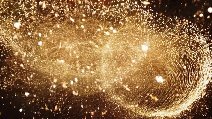Wall Mural - happy new year 2025 golden numbers on dark background. a swirling vortex of golden light shine parti