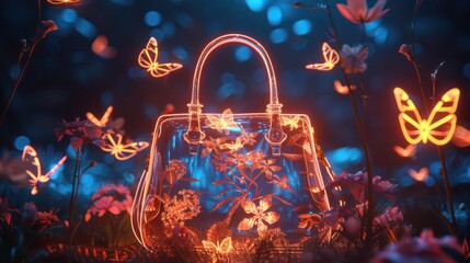 Sticker - Glowing Handbag in a Magical Garden